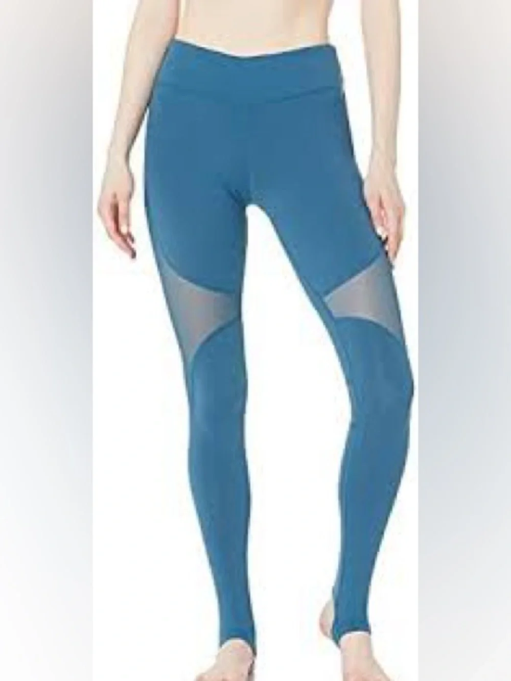 Alo Yoga Coast Leggings XS Teal stirrup mid rise athletic mesh workout gym yoga